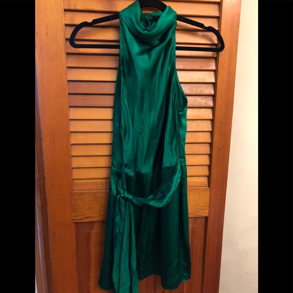 Green silk going out dress